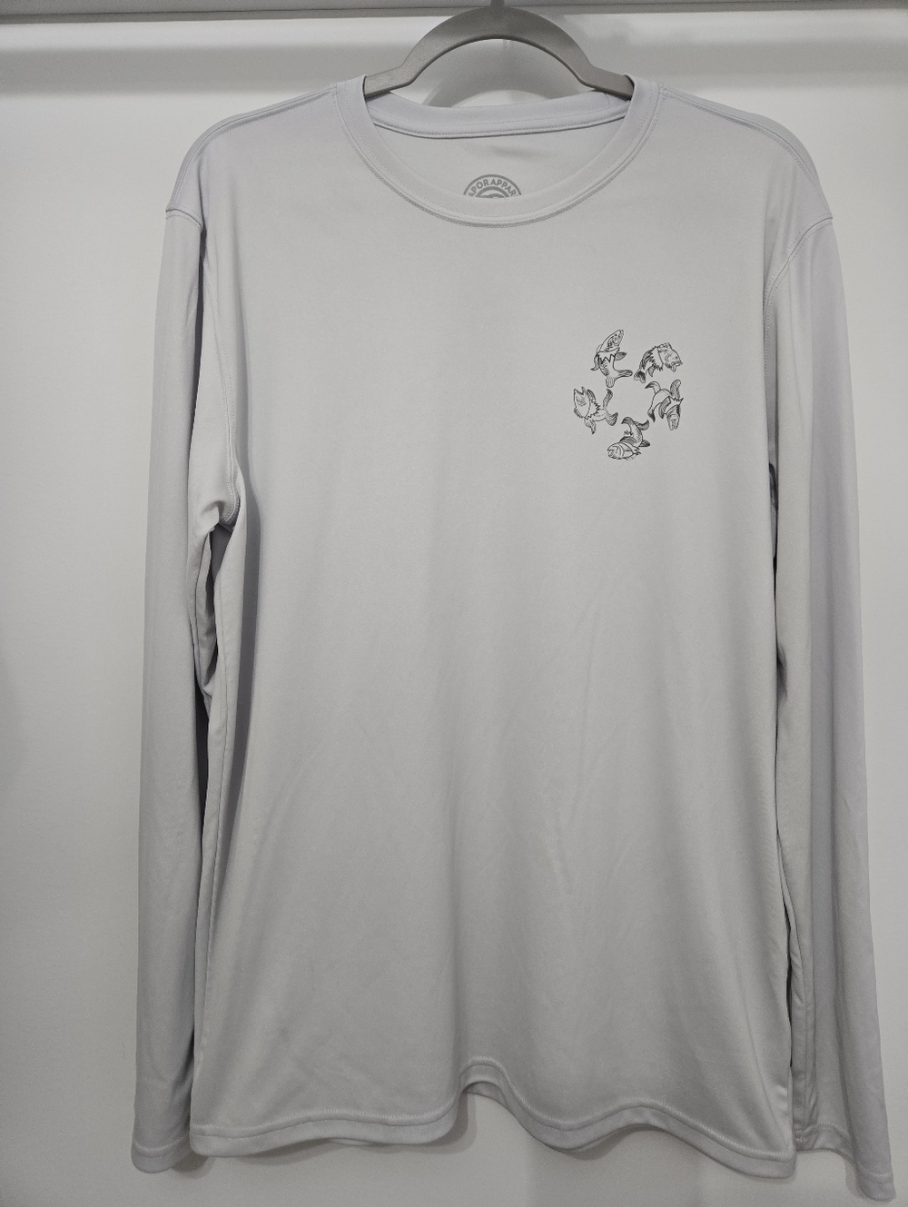 Vapor Apparel Long Sleeve Perfomance Shirt Grateful Fish Grey & Color Men MEDIUM